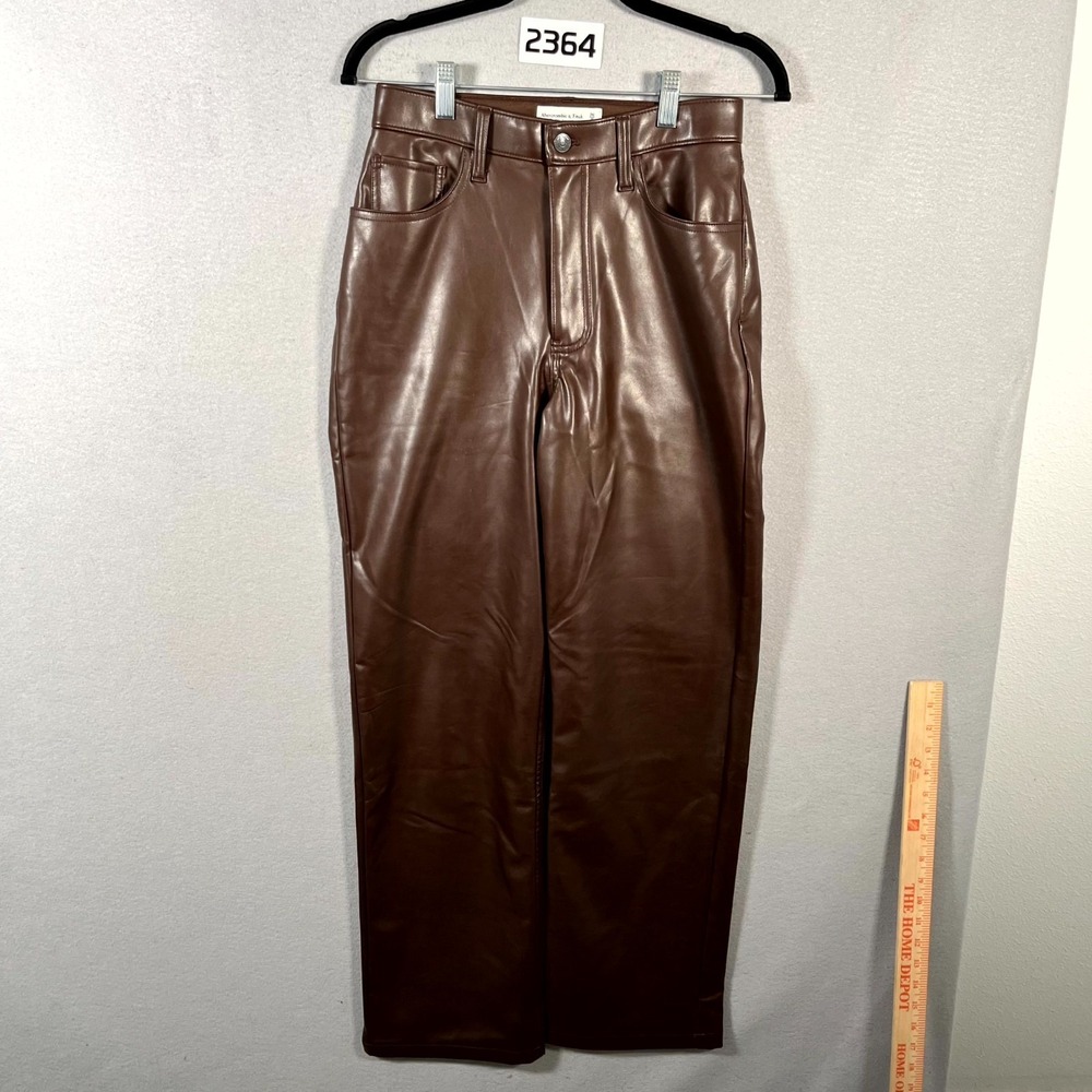 Abercrombie & Fitch The 90s Relaxed Vegan Leather Pants Womens 2 Brown High Rise